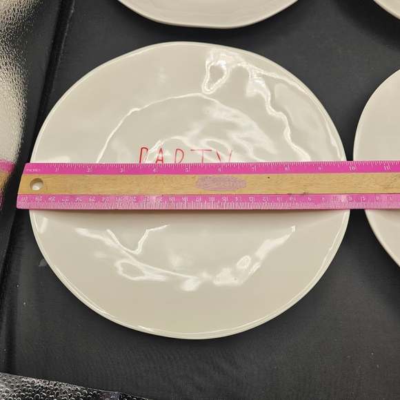 Rae Dunn PARTY & FUN Plates Red Writing - Picture 7 of 8